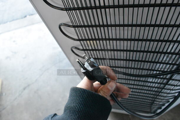 BRAND NEW SCRATCH AND DENT! Galaxy 177GDN5RBW Metal Commercial Single Door Reach In Cooler Merchandiser w/ Poly Coated Racks and Red, White, and Blue LED Lighting. 110-120 Volts, 1 Phase. Tested and Working! - Image 6 of 6