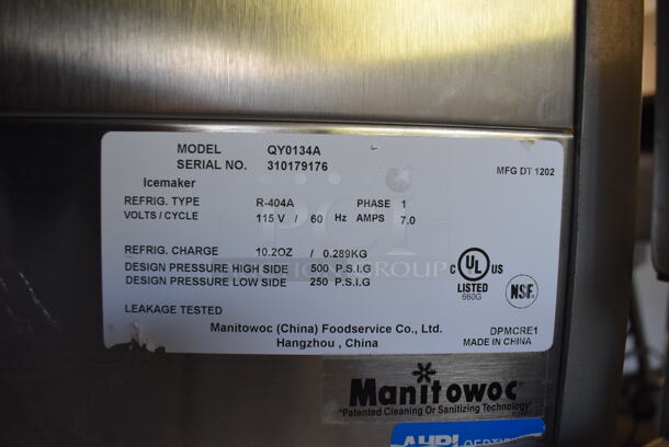 2012 Manitowoc QY0134A Stainless Steel Commercial Self Contained Undercounter Ice Machine. 115 Volts, 1 Phase. 26x28x33 - Image 7 of 7