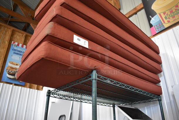 5 Red Bench Seat Cushions. 47x19x3. 5 Times Your Bid! - Image 2 of 3