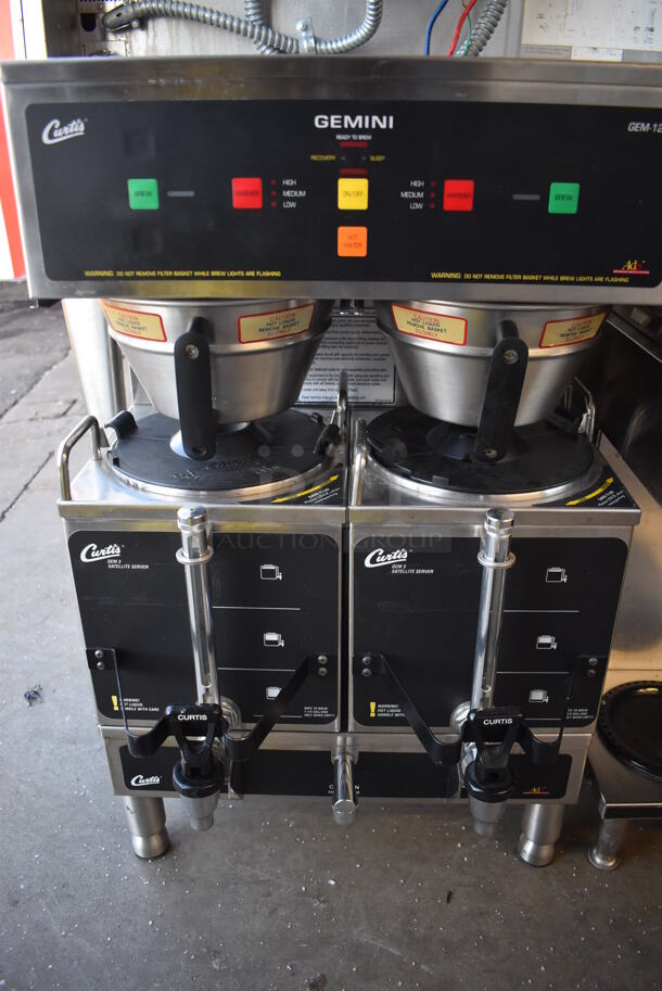 Curtis GEM-12D-10 Stainless Steel Commercial Countertop Coffee Machine w/ 2 Satellite Servers and 2 Metal Brew Baskets. 120/208-240 Volts, 1 Phase. 18x20x29 - Image 4 of 5