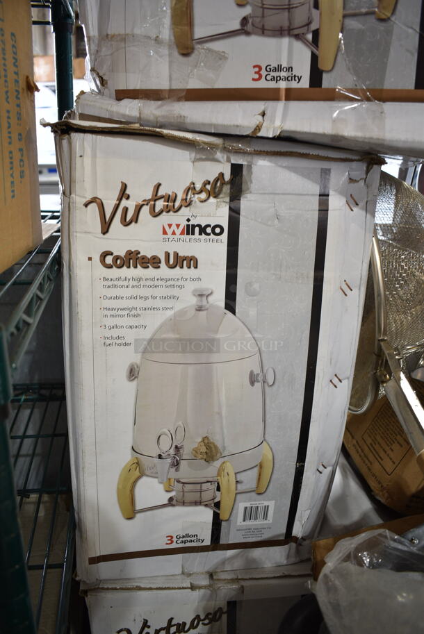 3 BRAND NEW IN BOX! Winco 903A Stainless Steel Coffee Urn. 3 Times Your Bid! - Image 4 of 6