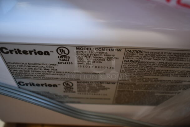 BRAND NEW IN BOX! Criterion CCM11M1W Countertop Microwave Oven w/ Plate. 120 Volts, 1 Phase. - Image 6 of 6