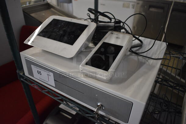 Clover 7" POS Monitor, Clover Tap To Pay Unit, Clover Model K400 Flex Cradle and Metal Cash Drawer - Image 2 of 4