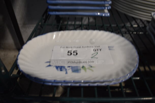 2 White and Blue Ceramic Plates. 8x5x1. 2 Times Your Bid! - Image 2 of 3