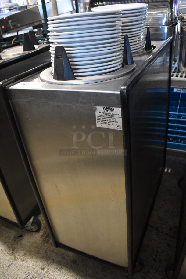 APW Wyott ML2-9-5P Stainless Steel Commercial 2 Well Plate Dispenser w/ 9" Plates on Commercial Casters. 15.5x30.5x45 - Image 4 of 6