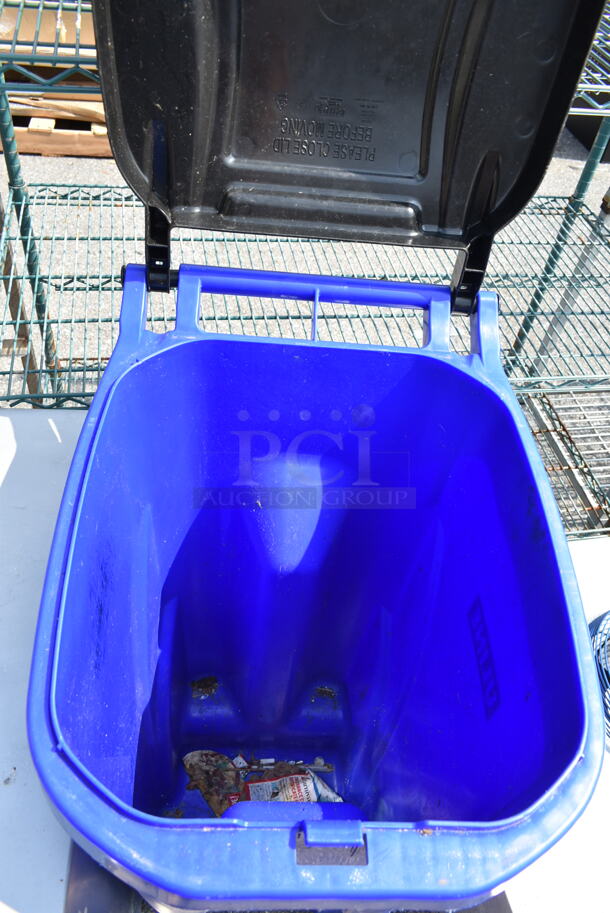 Uline Blue and Black Poly Trash Can.  - Image 2 of 4