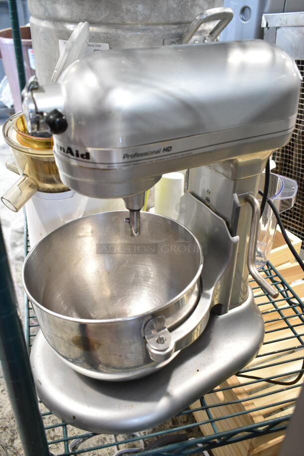 KitchenAid KG25H0XMC Metal Countertop 5 Quart Planetary Dough Mixer w/ Stainless Steel Mixing Bowl, 2 Whisks, Paddle, Dough Hook and Pastry Attachments. Tested and Does Not Power On - Image 8 of 11