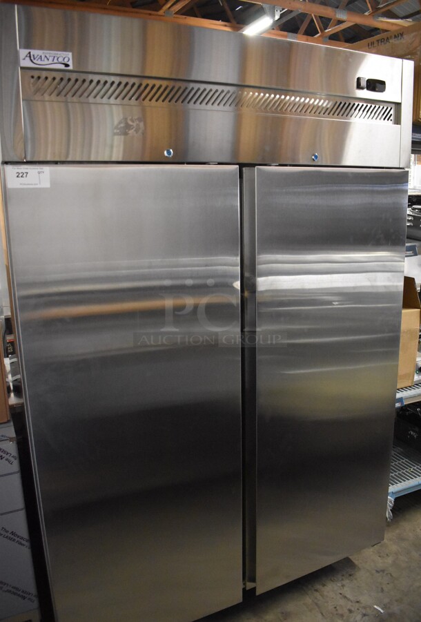 BRAND NEW SCRATCH AND DENT! Avantco 178Z2FHC Stainless Steel Commercial 2 Door Reach In Freezer on Commercial Casters. 115 Volts, 1 Phase. 54x32x82. Tested and Working!