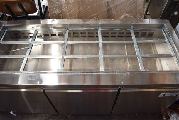 BRAND NEW SCRATCH AND DENT! 2023 Avantco 178SSCFT72HC Stainless Steel Commercial Refrigerated Salad Bar / Cold Food Table on Commercial Casters. 115 Volts, 1 Phase. Tested and Working! - Image 3 of 8