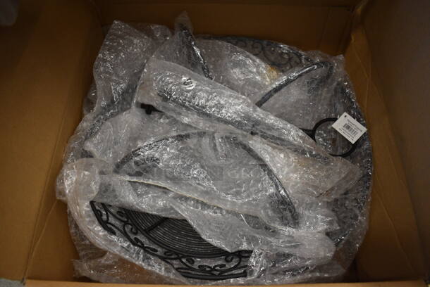 BRAND NEW IN BOX! Tablecraft Black Metal 2 Tiered Basket.