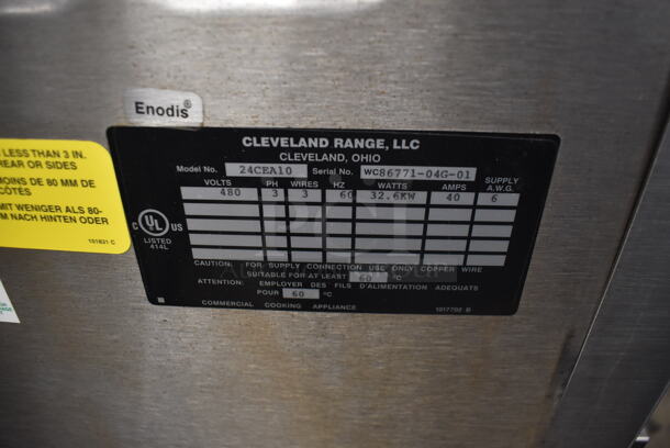 Cleveland 24CEA10 Commercial Stainless Steel Convection Steamer Cabinet With Pan Racks On Galvanized Legs. 480V, 3 Phase.  - Image 6 of 6