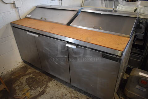 Continental SW72-16 Stainless Steel Commercial Sandwich Salad Prep Table Bain Marie Mega Top on Commercial Casters. 115 Volts, 1 Phase. 72x31x43. Tested and Working!