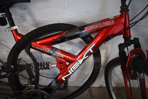 Next Dual Suspension Power Climber Metal Red Mountain Bicycle. 24x67x42 - Image 3 of 7