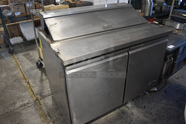 Entree Model S48 Stainless Steel Commercial Sandwich Salad Prep Table Bain Marie Mega Top. 115 Volts, 1 Phase. 48x30x43. Tested and Powers On But Does Not Get Cold
