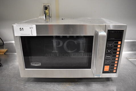 Templeton AFA-GMW-002 Stainless Steel Commercial Countertop Microwave Oven. 120 Volts, 1 Phase. 20.5x17x12. Item Was in Working Condition on Last Day of Business. (kitchen)