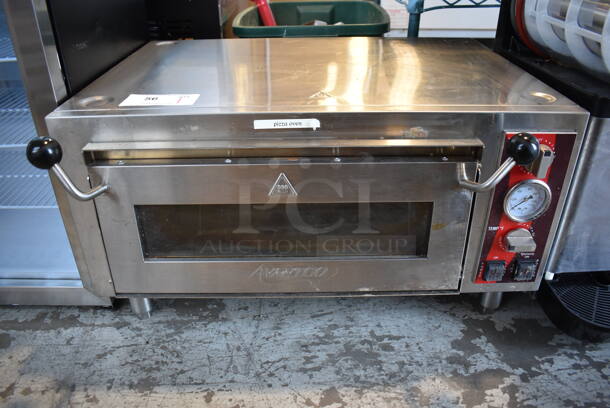 Avantco 177DPO18S Stainless Steel Commercial Countertop Electric Powered Single Deck Pizza Oven. 120 Volts, 1 Phase. 28x24x16.5