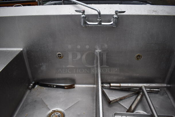 Stainless Steel 2 Bay Sink w/ Faucet, Handles, Right Side Sink Basin and Left Side Drain Board. 144x31x46 - Image 6 of 6
