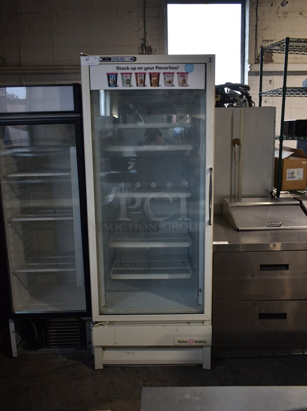 National ULG30BSP-5 Metal Commercial Single Door Reach In Freezer Merchandiser w/ Poly Coated Racks. 115 Volts, 1 Phase. Tested and Powers On But Does Not Get Cold - Image 1 of 7