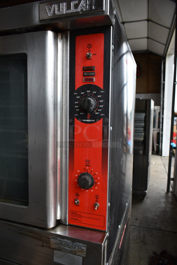 2 Vulcan ENERGY STAR Stainless Steel Commercial Natural Gas Powered Full Size Convection Ovens w/ View Through Doors, Metal Oven Racks and Thermostatic Controls on Commercial Casters. 2 Times Your Bid! - Image 5 of 11