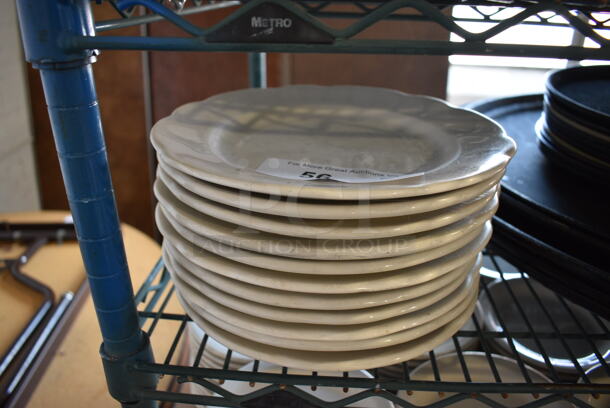 11 White Ceramic Plates. 9.5x9.5x1. 11 Times Your Bid! - Image 1 of 3