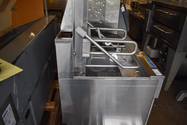 2011 Pitco Frialator SFSG6H Stainless Steel Commercial Floor Style Natural Gas Powered Deep Fat Fryer w/ Automatic Lifting System on Commercial Casters. 140,000 BTU. 20x34.5x69 - Image 8 of 8