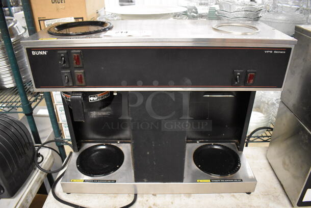 Bunn VPS Stainless Steel Commercial Countertop 3 Burner Coffee Machine w/ Poly Brew Basket. 120 Volts, 1 Phase. 23x9x19