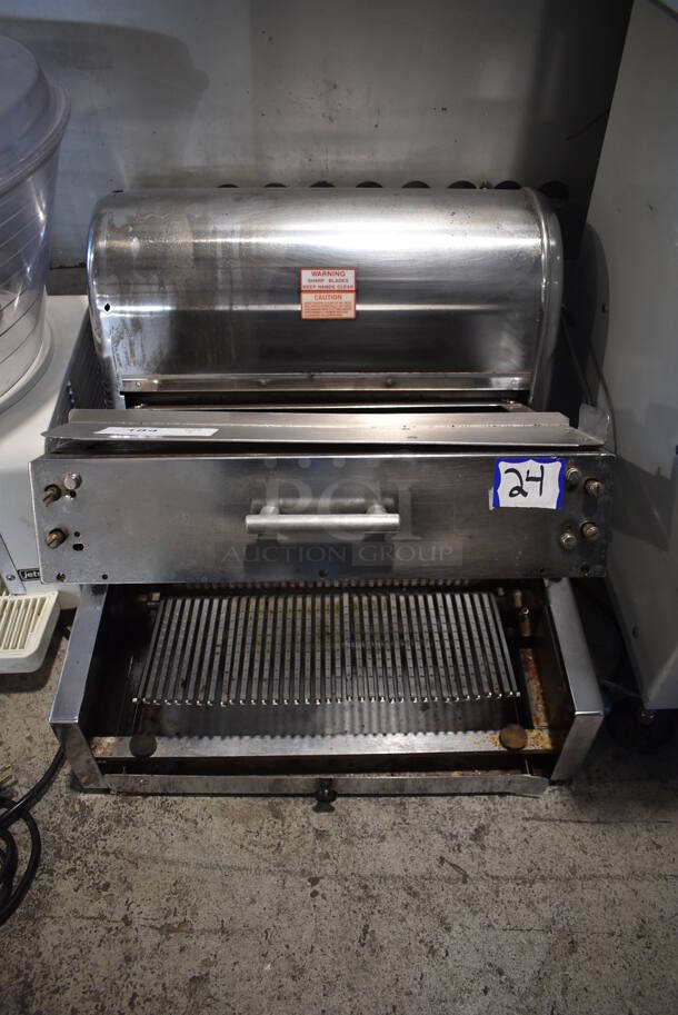 Berkel MB Stainless Steel Commercial Countertop Bread Loaf Slicer. 120 Volts, 1 Phase. 22x26x18. Tested and Working!