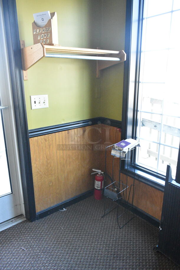ALL ONE MONEY! Room Lot of Various Items Including Black Metal Stackable Banquet Chairs and Bookshelf (mudroom)  - Image 3 of 5
