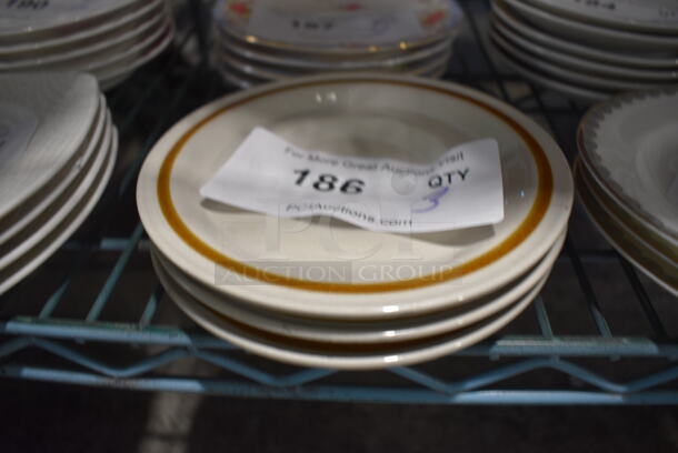 3 White Ceramic Saucers w/ Brown Line on Rim. 6x6x1. 3 Times Your Bid! - Image 3 of 3