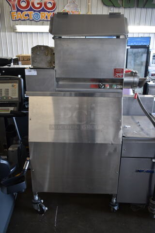 Superior HDMF62 Stainless Steel Commercial Floor Style Horizontal Tortilla Masa Extruder Feeder on Commercial Casters. 208 Volts, 3 Phase.