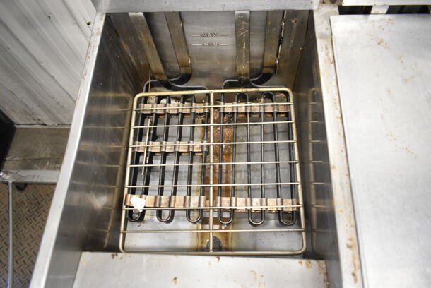 Vulcan 3ER50DF Stainless Steel Commercial Floor Style Electric Powered 3 Bay Deep Fat Fryer on Commercial Casters. 480 Volts, 3 Phase.  - Image 5 of 11