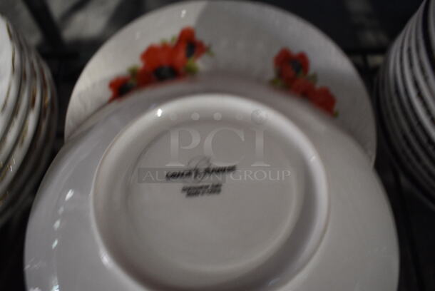 4 White Ceramic Saucers w/ Red Floral Pattern. 6.5x6.5x1. 4 Times Your Bid! - Image 3 of 3