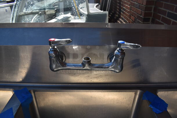 Stainless Steel Commercial 3 Bay Sink w/ Dual Drainboards and Handles. 79x30x43. Bays 18x24x14. Drainboards 16x26x1 - Image 6 of 6