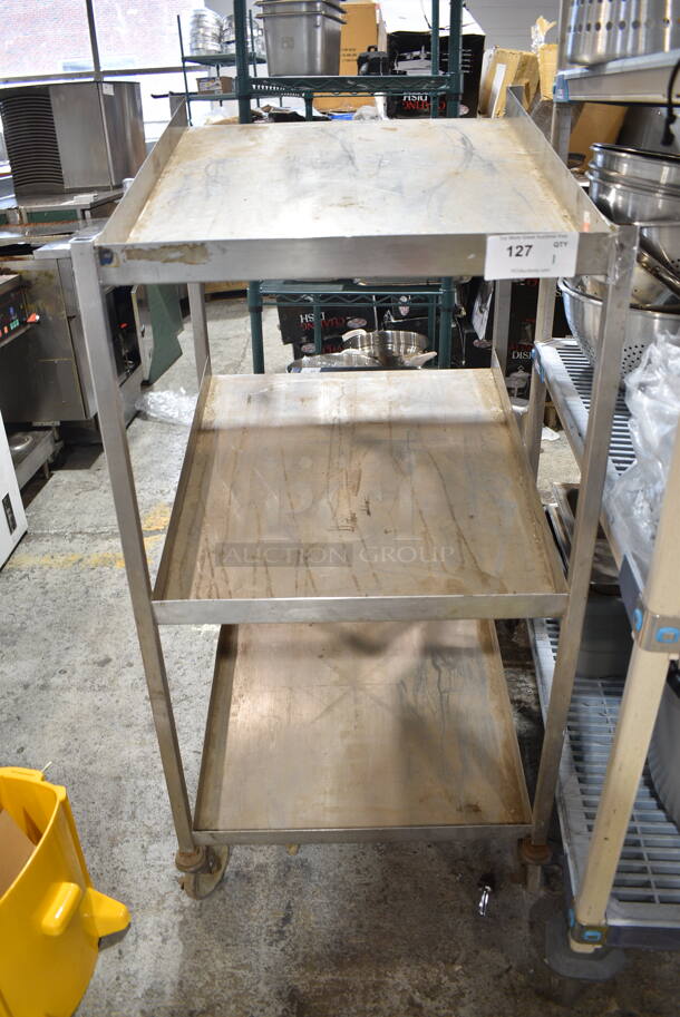Metal 3 Tier Cart on Commercial Casters.  - Image 1 of 4