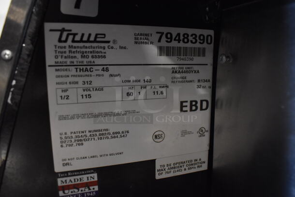 2014 True THAC-48 Metal Commercial Grab N Go Merchandiser Display Case on Commercial Casters. 115 Volts, 1 Phase. 49x32x47. Tested and Working! - Image 4 of 5