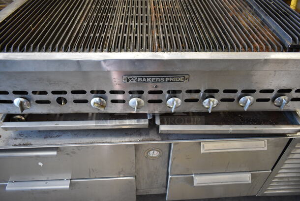 Bakers Pride XX8 Stainless Steel Commercial Countertop Natural Gas Powered Charbroiler Grill.  - Image 3 of 4