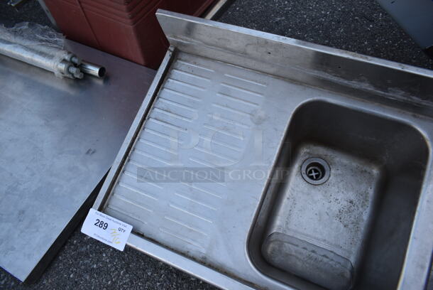 Stainless Steel Commercial 3 Bay Back Bar Sink w/ Dual Drain Boards and Handles. No Legs. Bays 10x14. Drain Boards 12x16 - Image 2 of 5