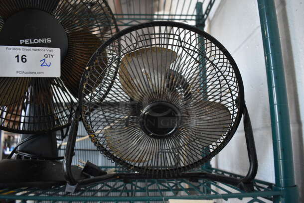 2 Black Metal Countertop Fans. 14x9x16, 12x6x11. 2 Times Your Bid! - Image 3 of 3