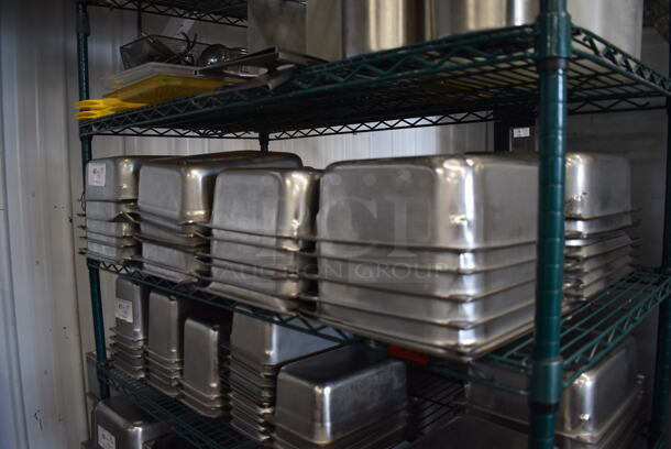 ALL ONE MONEY! Tier Lot of 48 Stainless Steel 1/2 Size Drop In Bins. 1/2x4 - Image 3 of 4