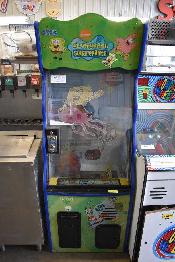 Metal Commercial Floor Style Spongebob Arcade Game w/ Coin Acceptor. 25x31x69. Tested and Working!