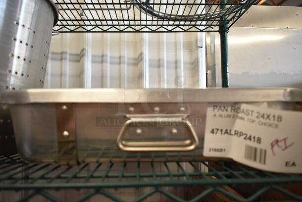ALL ONE MONEY! Lot of 2 BRAND NEW Items Including 471ALRP2418 Choice 28 Qt. Aluminum Roaster Pan - 24" x 18" x 4 1/2" and Metal Straining Pot.  - Image 4 of 6