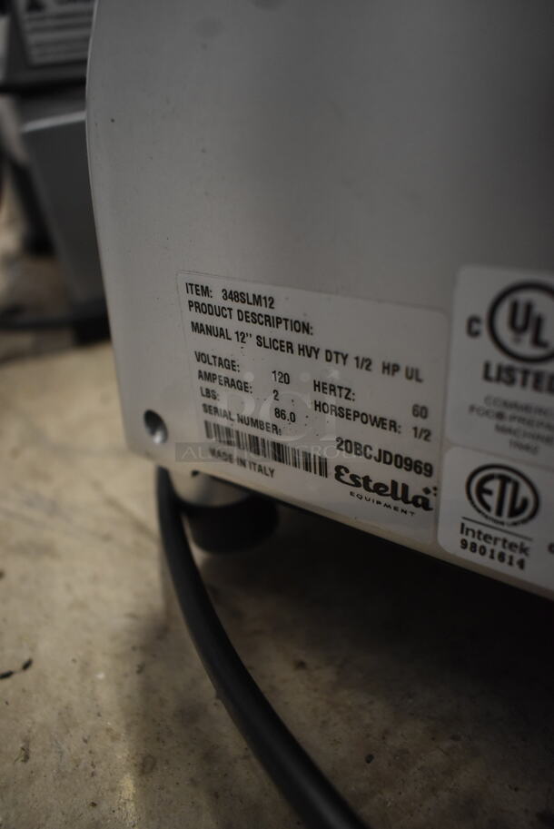 BRAND NEW SCRATCH AND DENT! Estella 348SLM12 Stainless Steel Commercial Countertop Meat Slicer w/ Blade Sharpener. 120 Volts, 1 Phase. Tested and Working! - Image 7 of 7