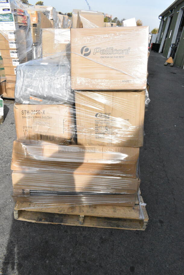 18 BRAND NEW Boxes Including Choice Tumblers, Xpose Safety 30' x 50' Silver / Black Heavy-Duty Weatherproof 10 Mil Multipurpose Polyethylene Tarp STH-3050-X. 18 Times Your Bid!  - Image 2 of 4