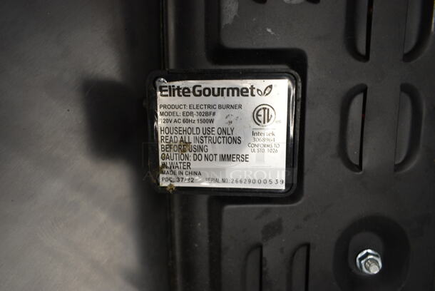 2 Elite Gourmet EDB-302BF/HD2011B Metal Countertop 2 Burner Range. 120 Volts, 1 Phase. 2 Times Your Bid!  - Image 5 of 9