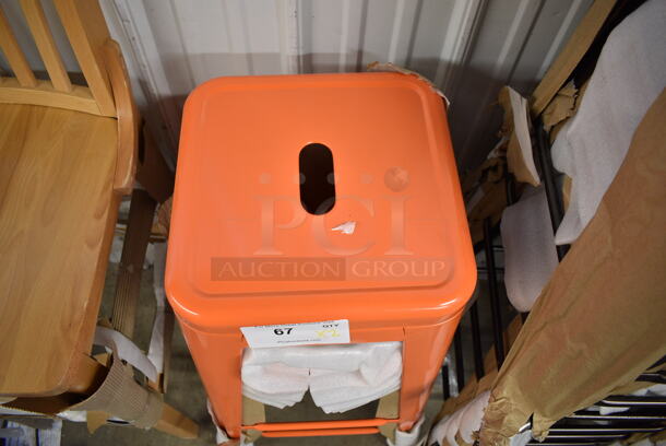 2 BRAND NEW SCRATCH AND DENT! Lancaster Table & Seating 164BMBKLSORN Alloy Series Amber Orange Outdoor Backless Barstool. 2 Times Your Bid! - Image 4 of 5
