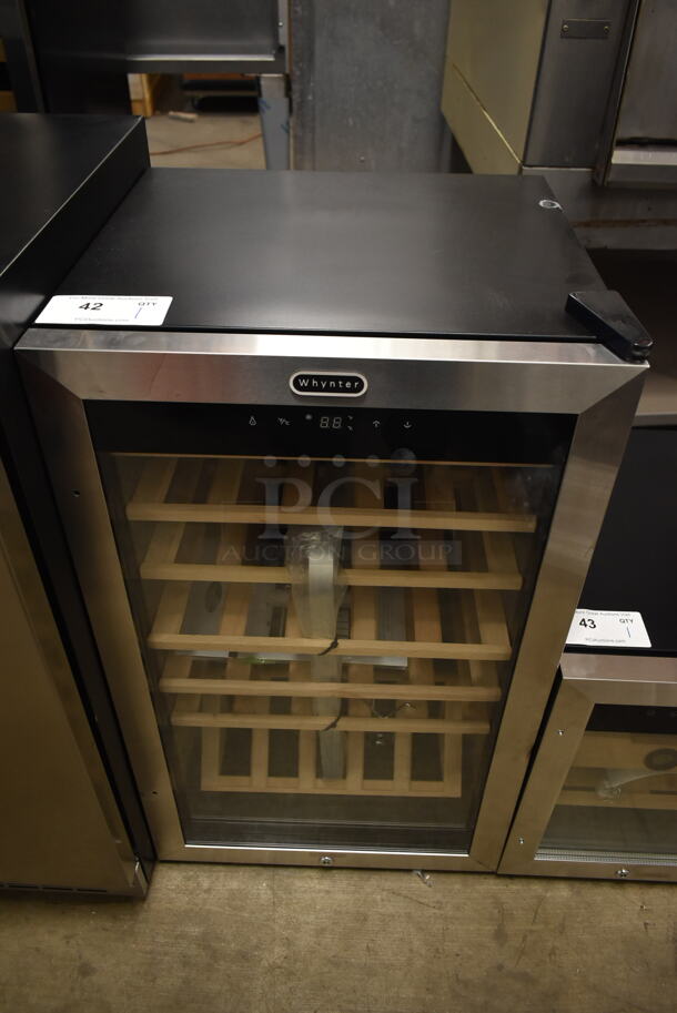 BRAND NEW SCRATCH AND DENT! Whynter FWC-341TS Metal 34 Bottle Freestanding Wine Cooler Merchandiser w/ Display Shelf and Digital Control. 115 Volts, 1 Phase. Tested and Working!