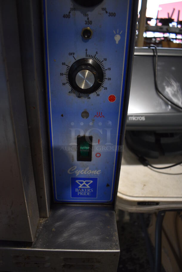 Bakers Pride GDCO11E Stainless Steel Commercial Electric Powered Full Size Convection Oven w/ View Through Doors, Metal Oven Racks and Thermostatic Controls on Metal Legs. 240 Volts, 1/3 Phase. 38x38x56 - Image 4 of 8