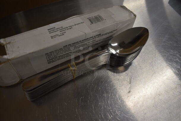 12 BRAND NEW IN BOX! Winco 0002-10 Stainless Steel Windsor Table Spoons. 8". 12 Times Your Bid! - Image 3 of 3