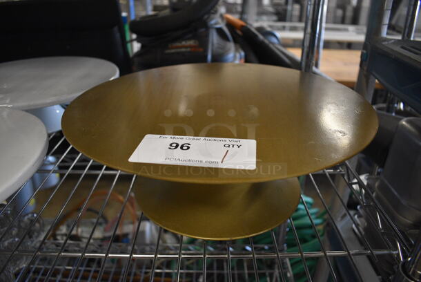 Gold Colored Metal Cake Stand. 14x14x5