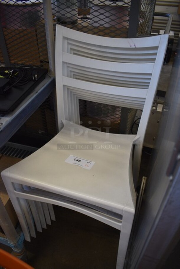 6 White Poly Stackable Chairs. 18x19x33.5. 6 Times Your Bid! - Image 2 of 3